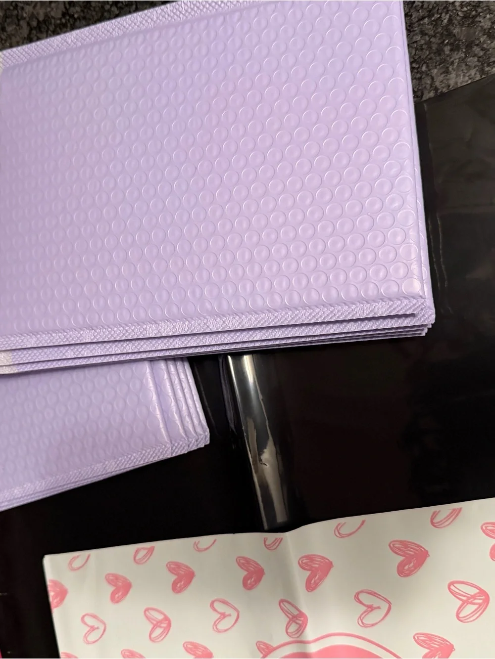 Bundle of 35 PolyMailers Assorted Sizes & Colors Hearts Dots Pink Black Purple
